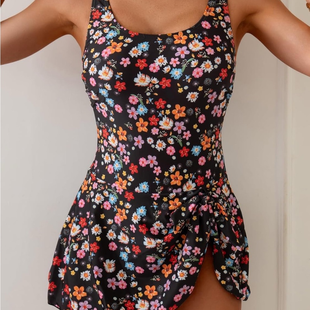 Eomenie One Piece Swimdress Swimsuits for Women Tummy Control Floral